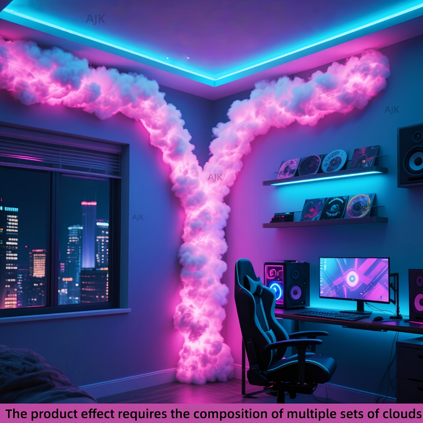 AJK 281.99cm 3D Lightning Cloud Light, USB Powered