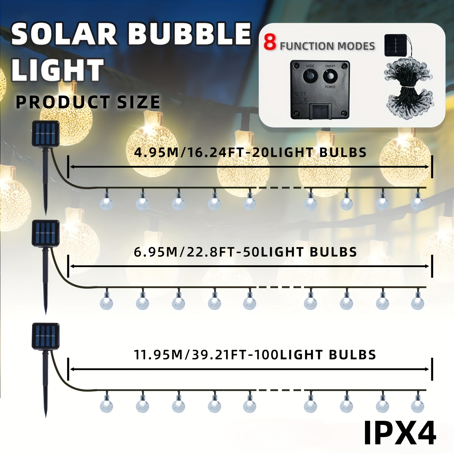 Smart Solar Crystal Lights with 12 Lighting Modes