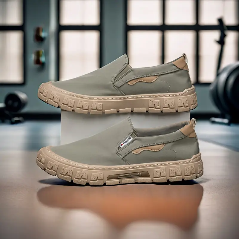 mens slip on canvas loafers fashion minimalist outdoor shoes for walking training and casual wear lightweight non slip abrasion resistant pvc sole with comfortable fabric inner solid color footwear details 7