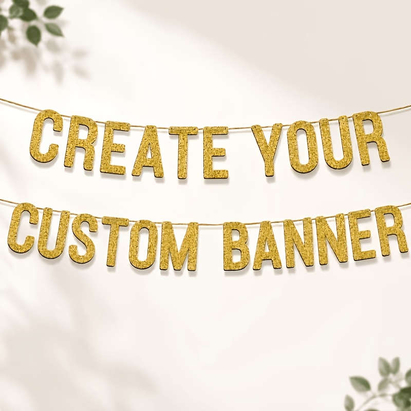 TEMU Personalized Golden Glitter Banner, Custom Name Foil Letter Party Decor, Birthday Celebration Banner For Family , Festivals Anniversaries,