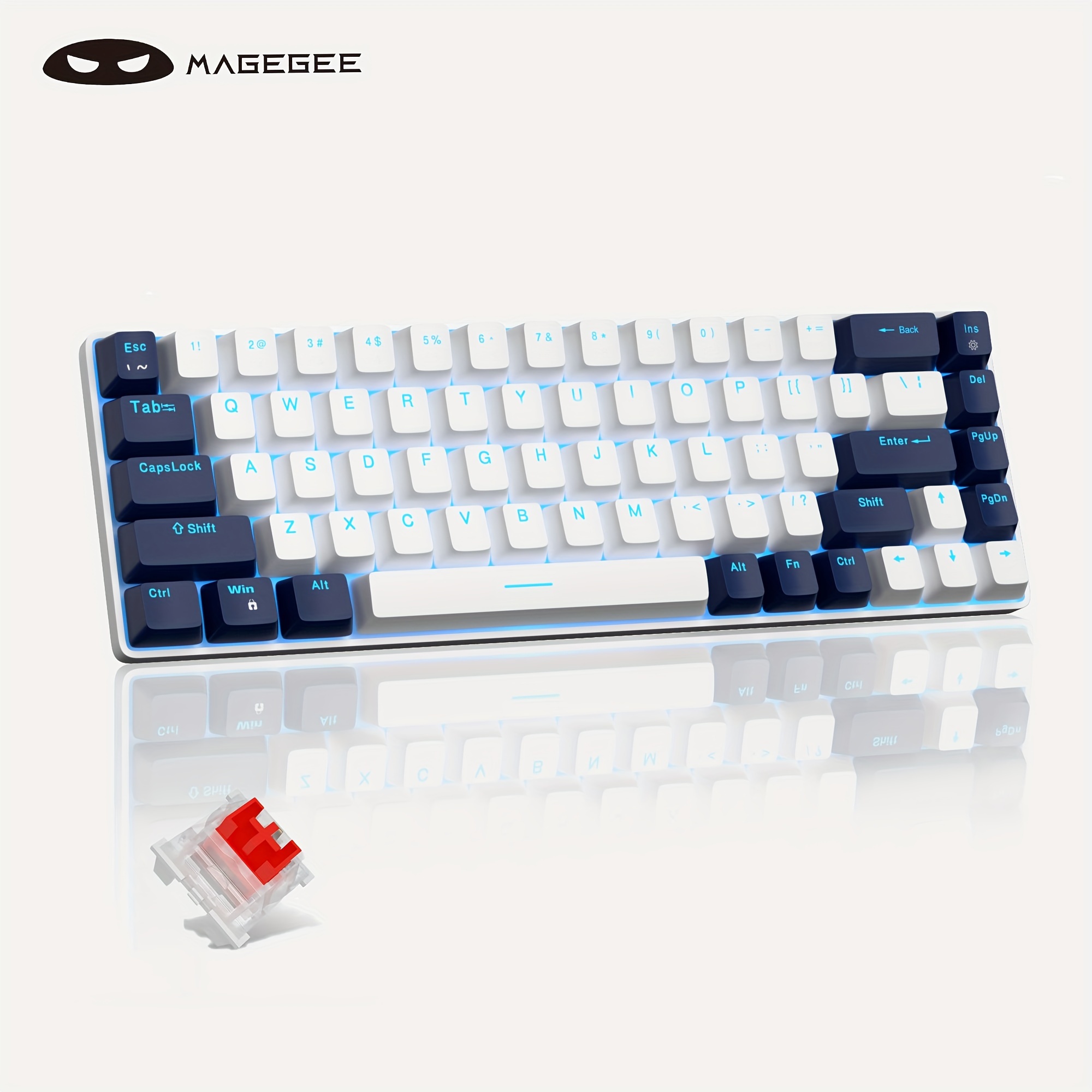 

Portable 60% Mechanical Gaming Keyboard, Mk-box Led-backlit Compact 68-key Mini Wired Office Keyboard For Windows Laptops And - (blue White)