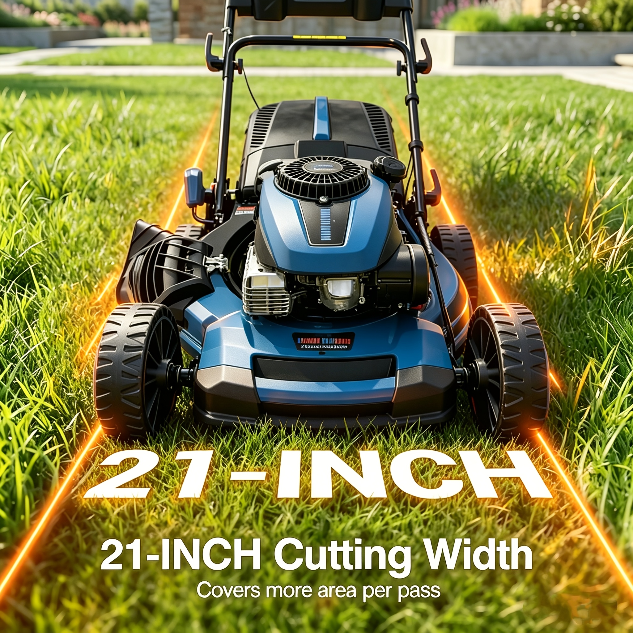 Baotree 21'' Gas Lawn Mower, 196 -cycle Engine 4 , 3-in-1 (/mulching/side ), 7-position Cutting Height Adjustment, 62l Grass Bag