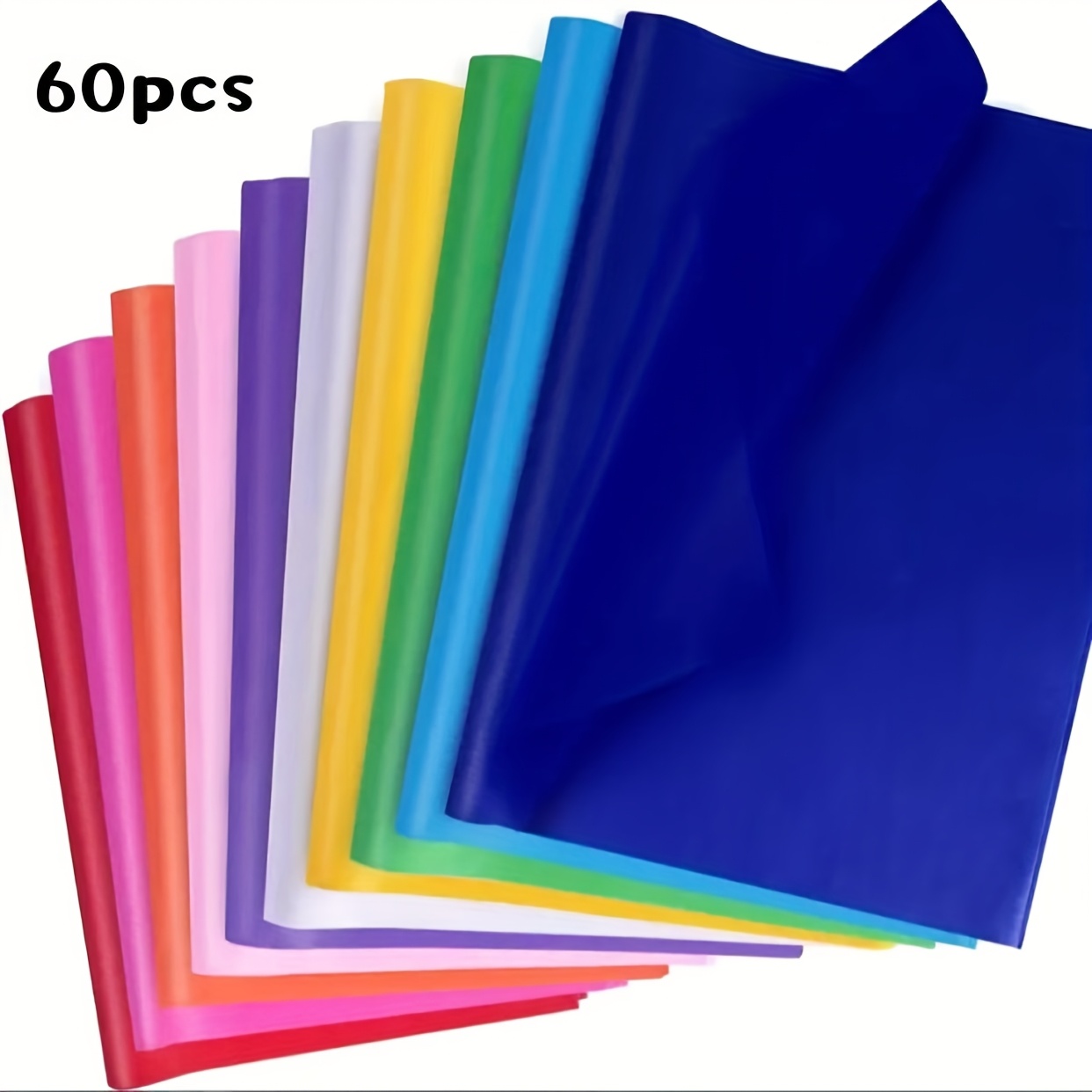 E-shop 120 Stk./60 Stk. Farbiges, dünnes Papier, Größe 50x35 cm/20x14 Zoll, 10 Farben von großem, dünnem Papier, geeignet für die Verpackung von