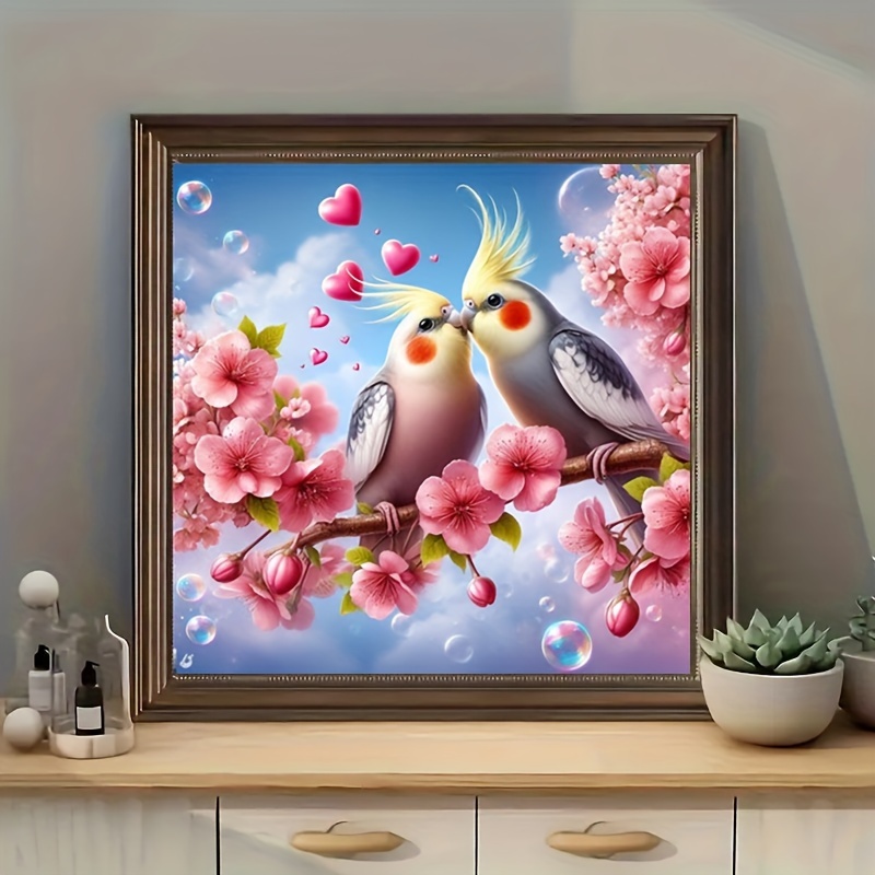 Self- Diamond Painting Beautiful Parrot On The Peach Drill Painting Decorative Painting Kit