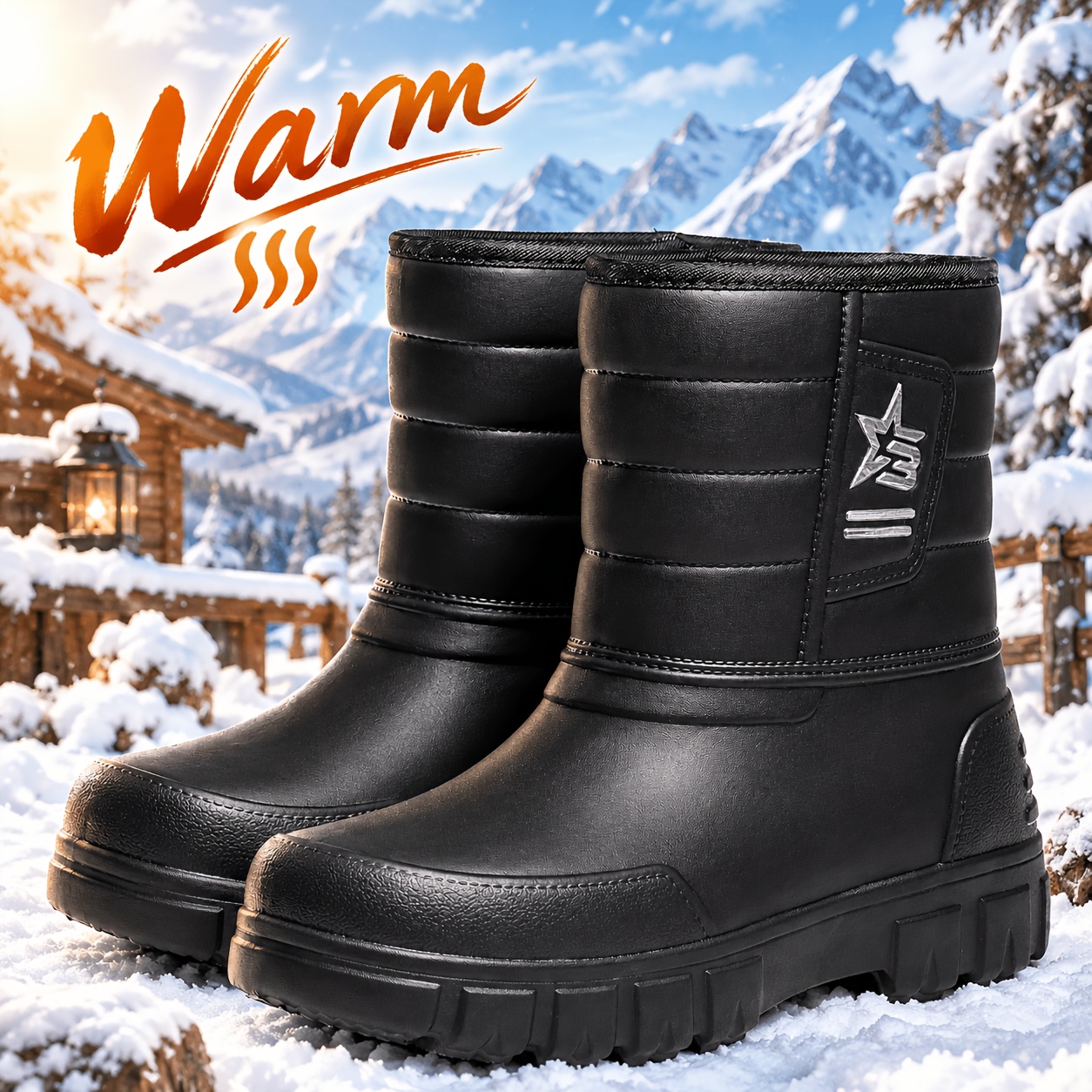 Men's Quilted Mid-Calf Snow Boots for Cold Weather