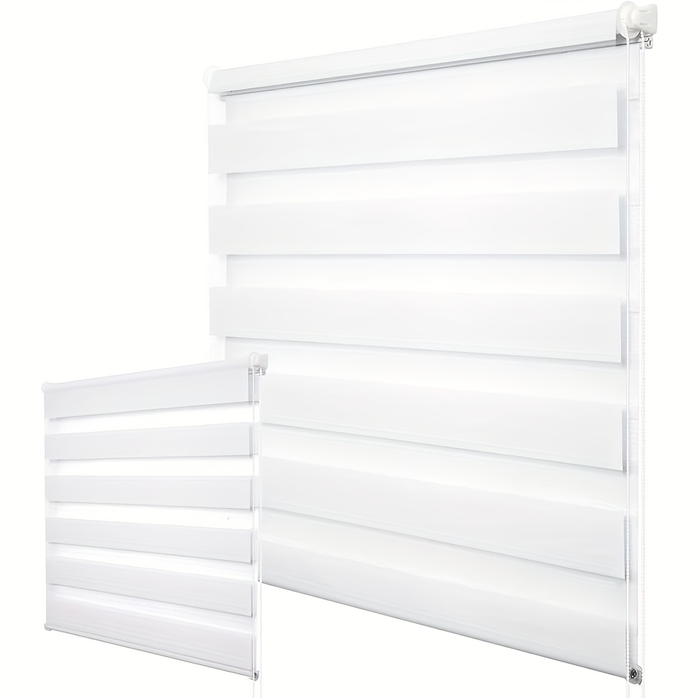 2pcs, Blackout Double Layer Roller Blinds, 2pcs, No Hole Punch, , Uv Protection, Home Decor , Living Room Dining Room Bathroom Double Layer Curtains, Window Curtains, White, Holiday Gift