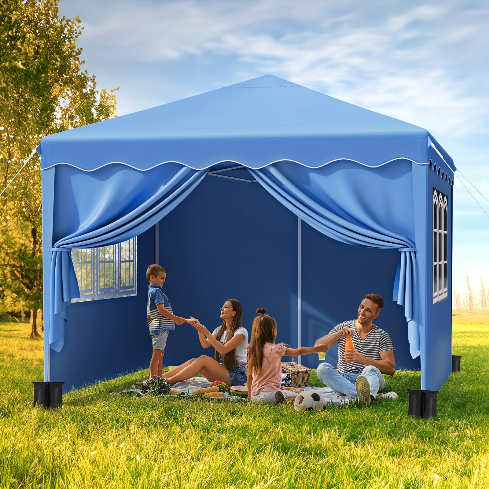 

Gazebo 3x3 Waterproof And Stable Winter Festival, Folding Gazebo Faltpavillon Garden Tent, Pop Up Partyzelt, Of Folding , Uv Protection 50+ Metal Camping (blue).