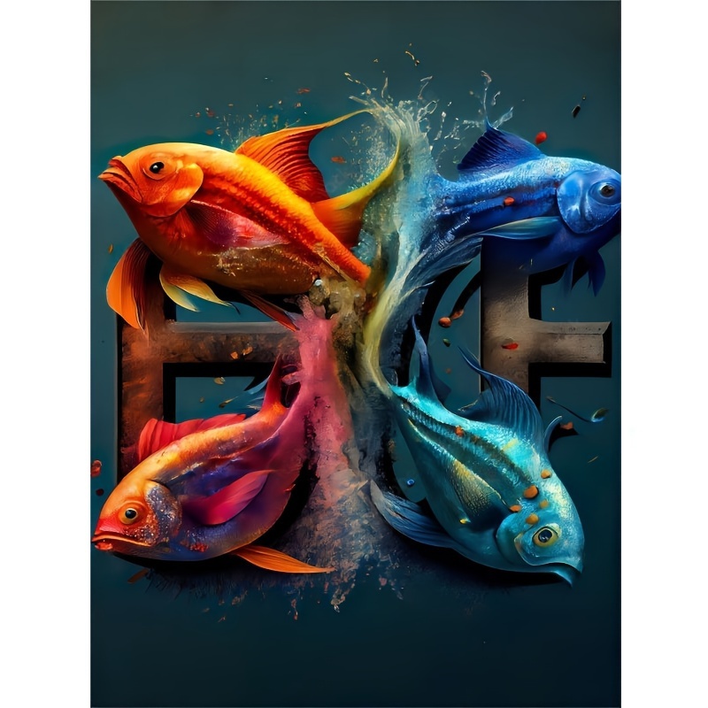 GIEAAO 5D Diamond Painting Kit Fish, Paint with Diamonds Art