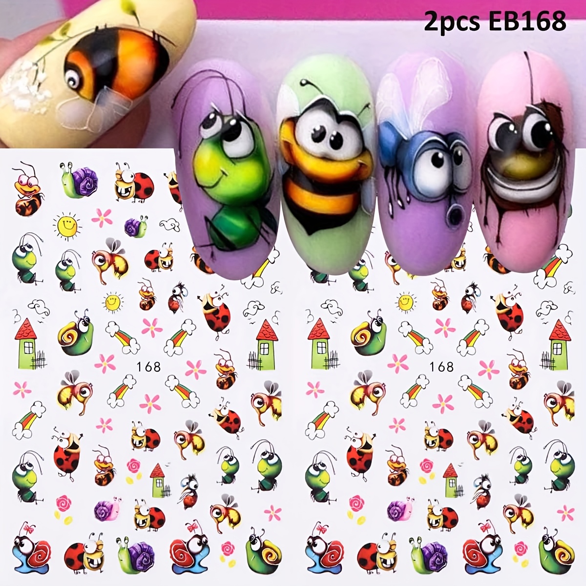 Image of Cute Ants 3d Nail Art Stickers - Self-adhesive Sliders With Glittery Eyes, Faces & , Vibrant Colors, Semi-, Single-use Nail Decals For Women, Cute Nails