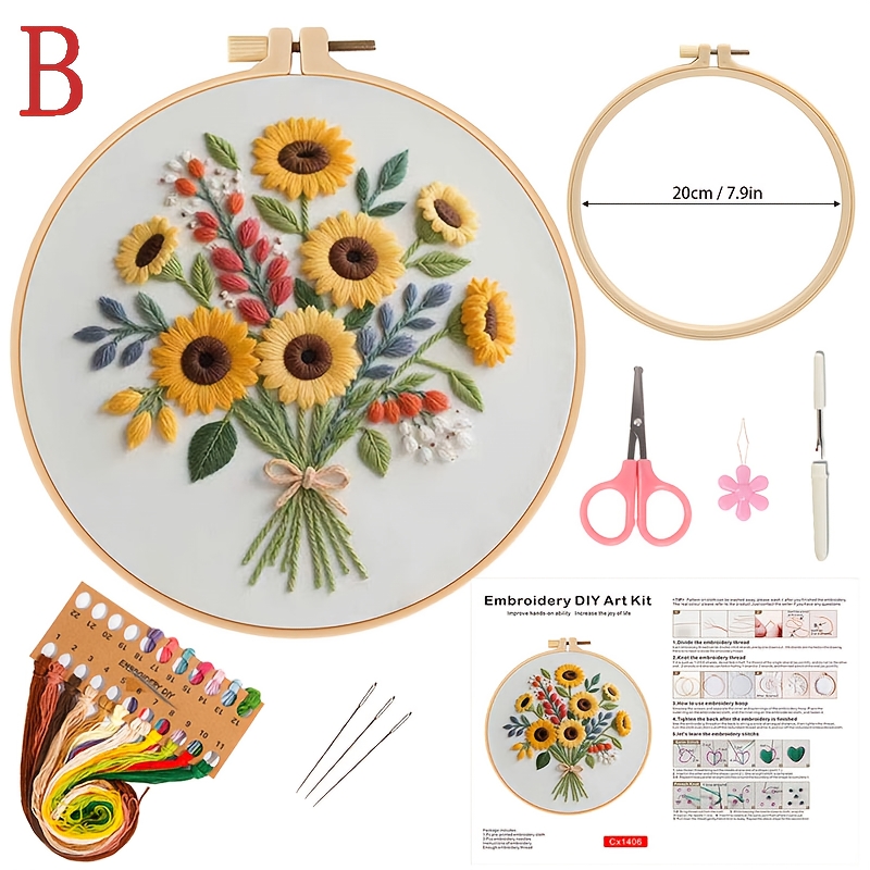 Sunflower Patterns Embroidery Kits for Beginners