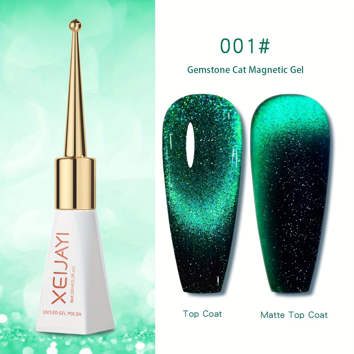 Image of 1/8pcs 10ml Glitter Gel Nail Polish, 12d Cat Eye Gel Led Light Soak Off Nail Art Manicure Salon Home Gift