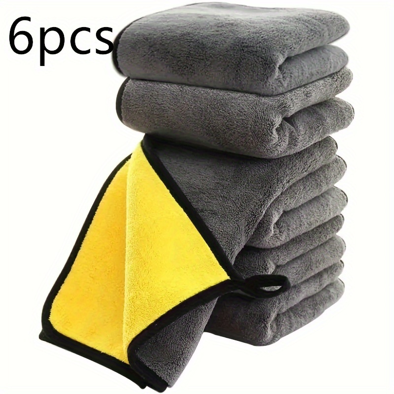 

6pcs Microfiber Cleaning Towels For Cars - Super Absorbent, Soft Polyester, No Lint, Thick, Scratch-free Auto Detailing Cloths