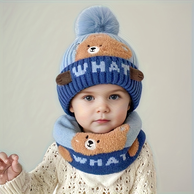 Hat + Neck Warmer, Autumn/winter Thickened Warm Ear Protection Hat And Neck Warmer Pullover Set For Ages 3-8