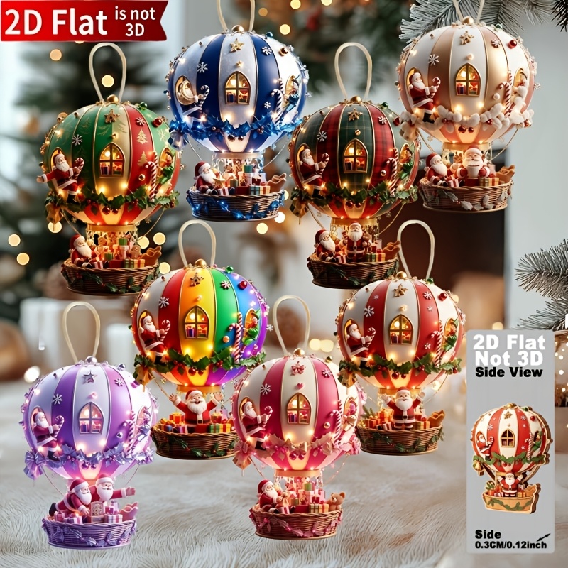 TEMU Decorazioni natalizie 2D piatte, 8 pezzi, multicolore, con a caldo, elementi classici per le feste, decorazioni in legno, scelta per decorazioni