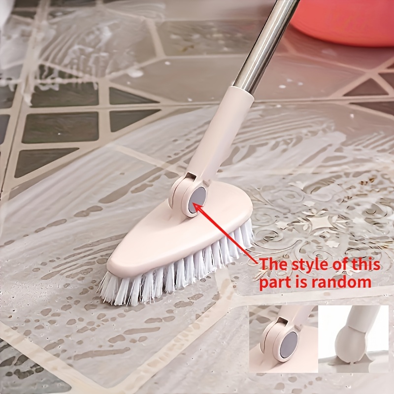 Image of Multi Functional Long Handle Hard Bristle Floor Brush: 1 Plastic Cleaning Brush For Toilets, Bathtubs, And Tiles - Essential Cleaning Supplies!