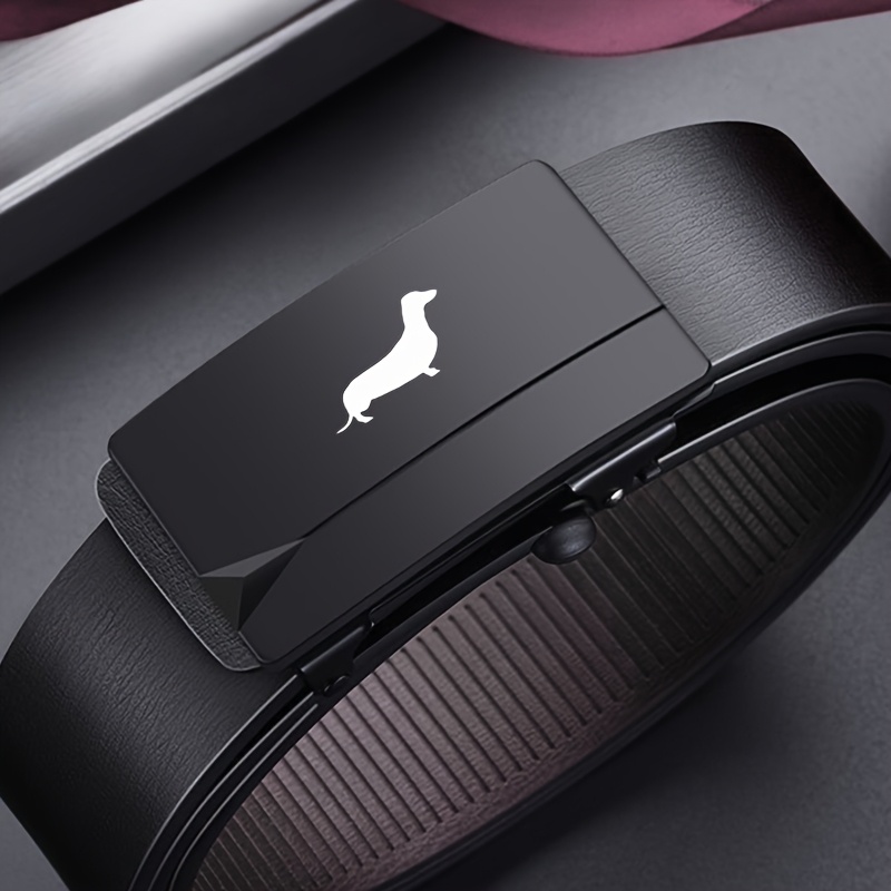 TEMU Dachshund Logo Men's Belt, Featuring An Automatic Design For Easy And Effortless Adjustment. It A That Stays In , Suitable For Formal And Casual