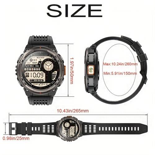 smart watches for men with wireless call with led flashlight full touch 1 45in hd screen long outdoor sports smartwatch with compass activity watch for iphone mens watch
