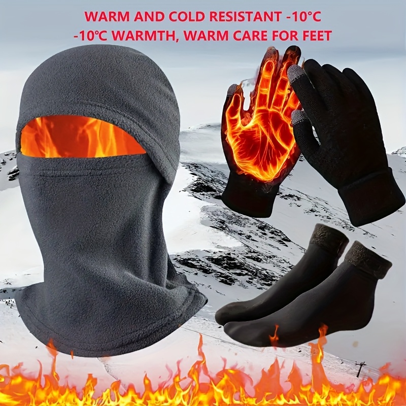3pcs Set Touchscreen Gloves, Windproof Socks & Ear Protection Mask