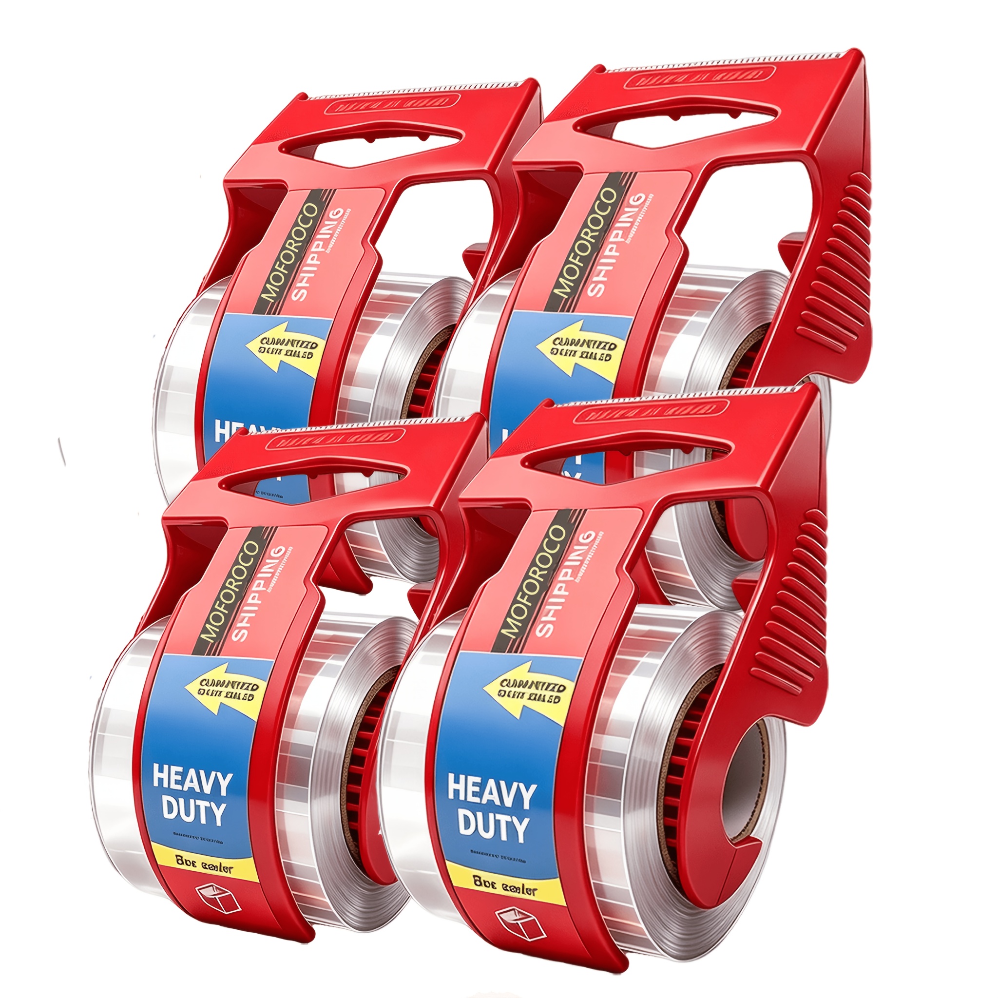 TEMU 4/ Heavy-duty Clear Packing Tape With Dispenser, Silent Operation, 2.7 Inches X 3.9 Inches, Strong Pvc Shipping Packaging Tape Dispenser For