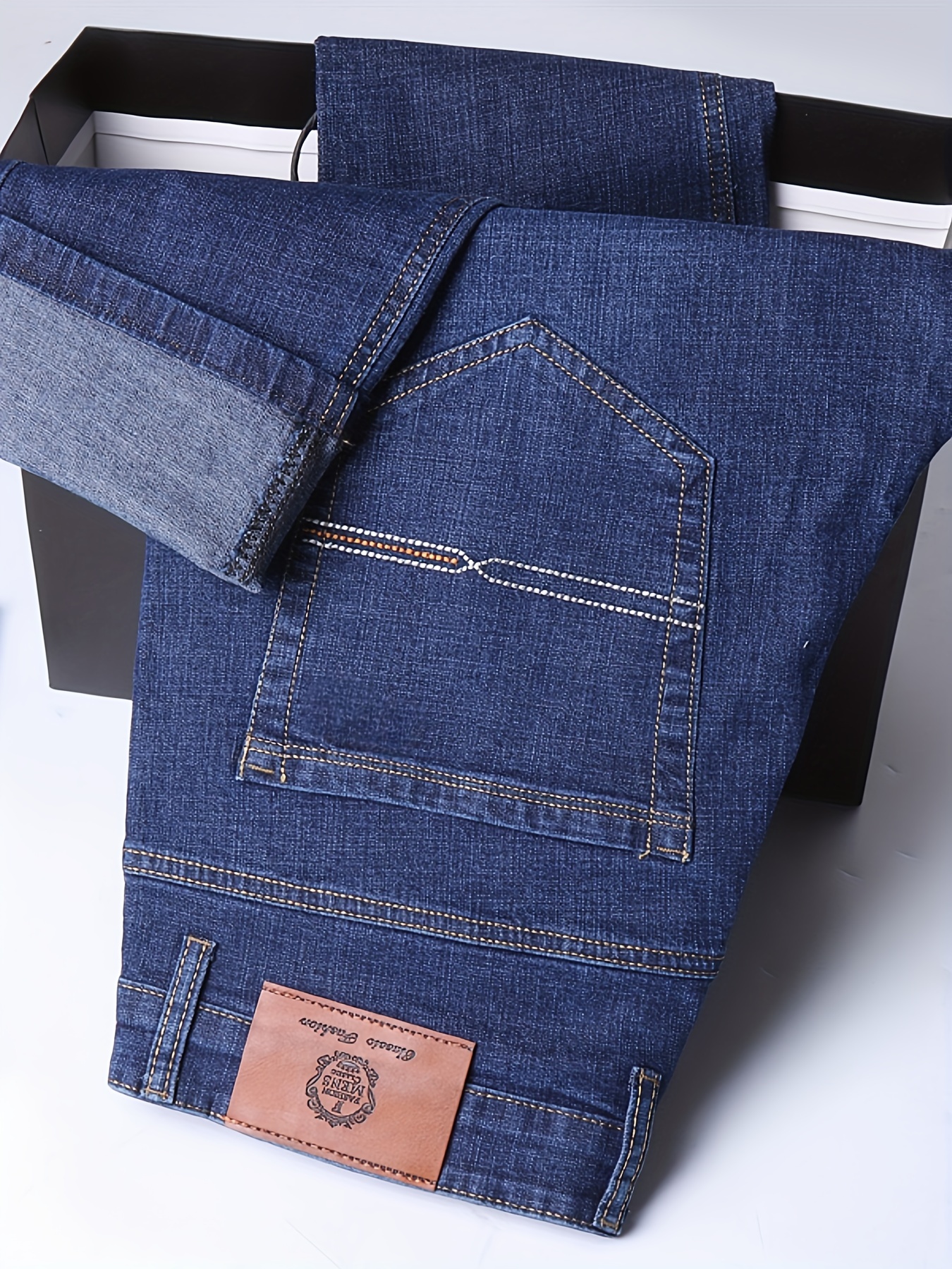Plus Size Men's Premium Denim Jeans - Sleek Business Casual, Stretch Comfort Fit, Durable & Fashion-Forward, Cotton Blend with Embroidery Detail, Machine Washable - Ideal for Professional & Casual Attire, PLUS SIZE