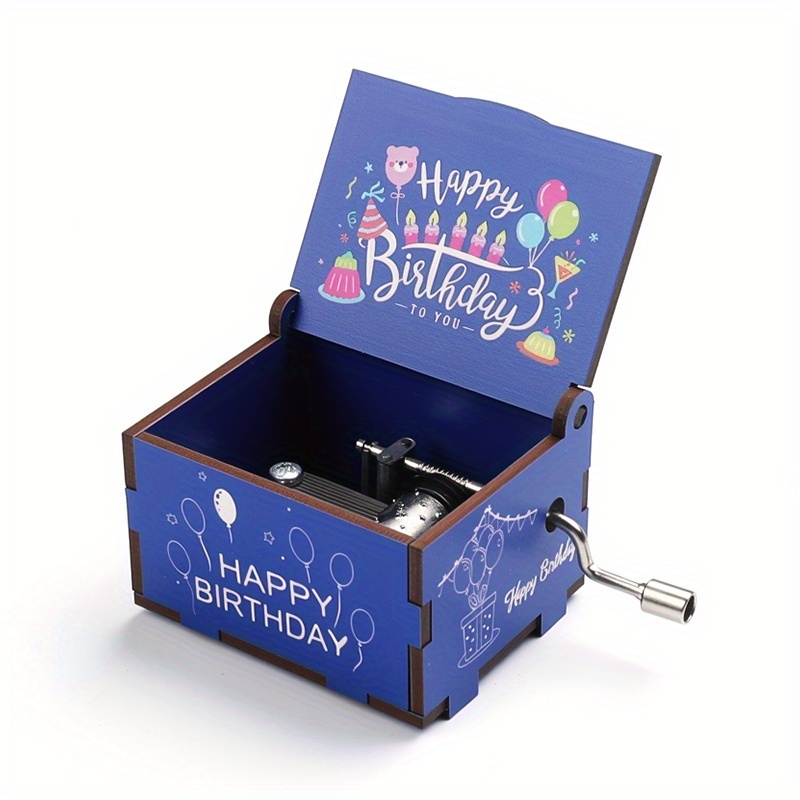 TEMU 1pc, Birthday Edition - Hand Cranked Music Box, Suitable For Birthday Party Decoration/ Commemorative Gifts For , Exquisite Home Decoration