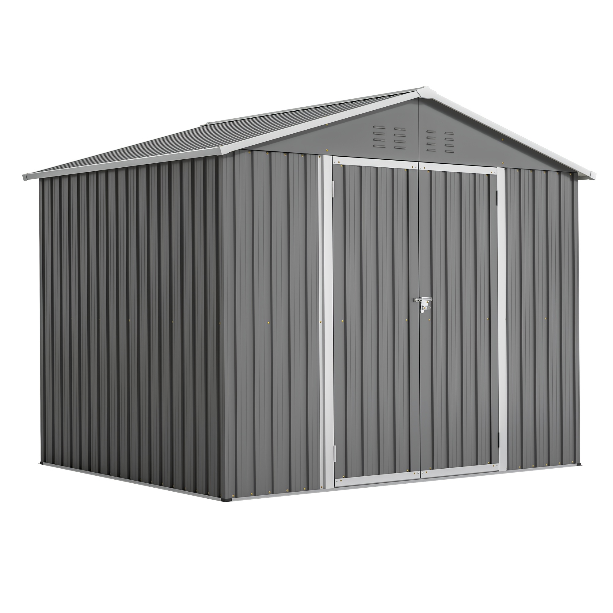 8x6ft Metal Tool Shed, Removable, Temporary Tool Storage Shed, Folding Door, Suitable For Gardening Tools And Utility Storage, Gray