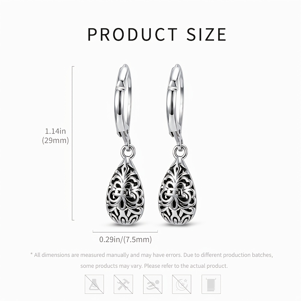 Women's 925 Silver-Plated Hollow Filigree Teardrop Earrings