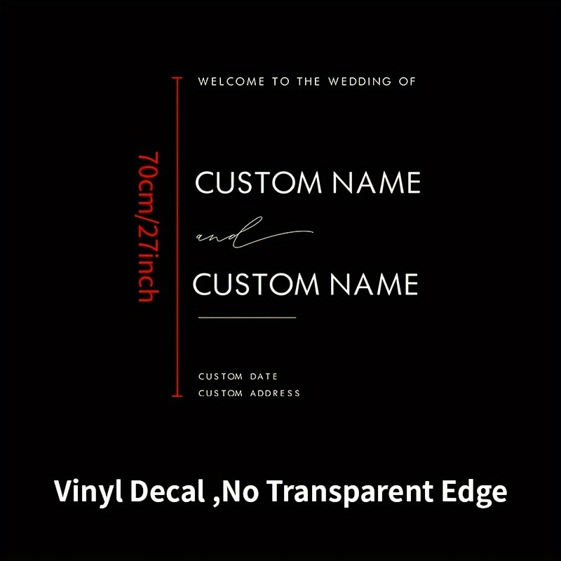 1pc Personalized Modern Minimalist Welcome Sign , Custom Name Date Adress Vinyl Sticker For Wedding Party Decoration