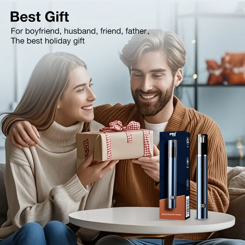 electric nose trimmer type c rechargeable noise reduce mute motor portable washable cutter head ear trimmer led display all metal body vacuum cleaning fathers day gift Product details 4