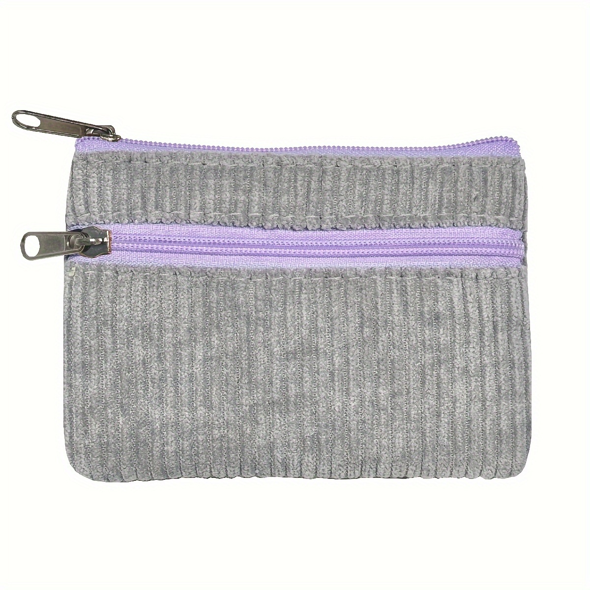 Image of Corduroy Coin Purse Key Pouch Portable Card Holder Compact Metal Zipper Head Single Pack