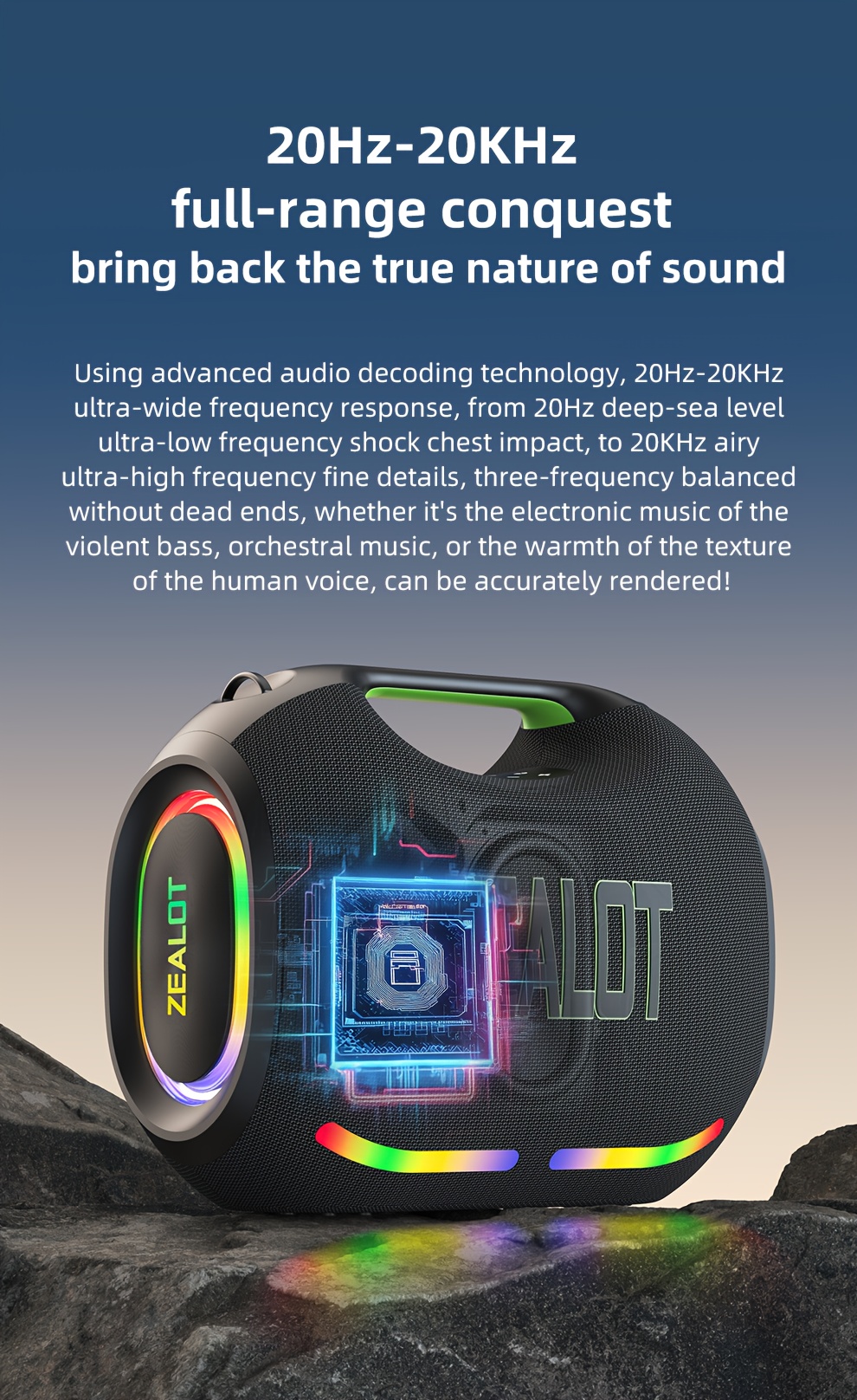   ze21 250w high power wireless speaker portable for outdoor use with 5 speakers built in 48000mah battery rgb color lights compatible with sd usb aux supports two serial speakers hands free calling supports mobile tablet tv computer Product details 2