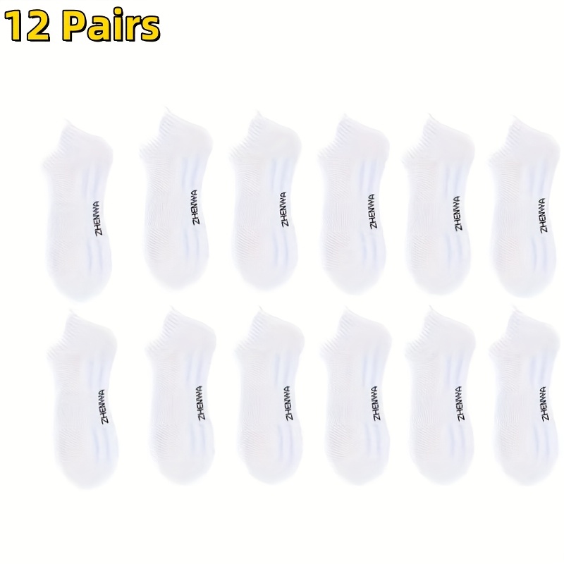 E-shop 12 Paar einfarbige Socken Unisex Frühling Sommer Atmungsaktive Outdoor Sportsocken, Knöchel Lässiger Stil