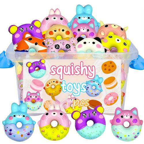 12/24er-party-geschenkpackung mit mini-quetsch-weich-donuts, langsam aufsteigenden weichspielzeugen, schul- geburtstagsgeschenkpaketen, weihnachtsgeschenken für enkelkinder, spielzeug für jungen mädchen, verschiedene quetsch- langsam-hüpfende spielzeuge, niedliche tier-langsam