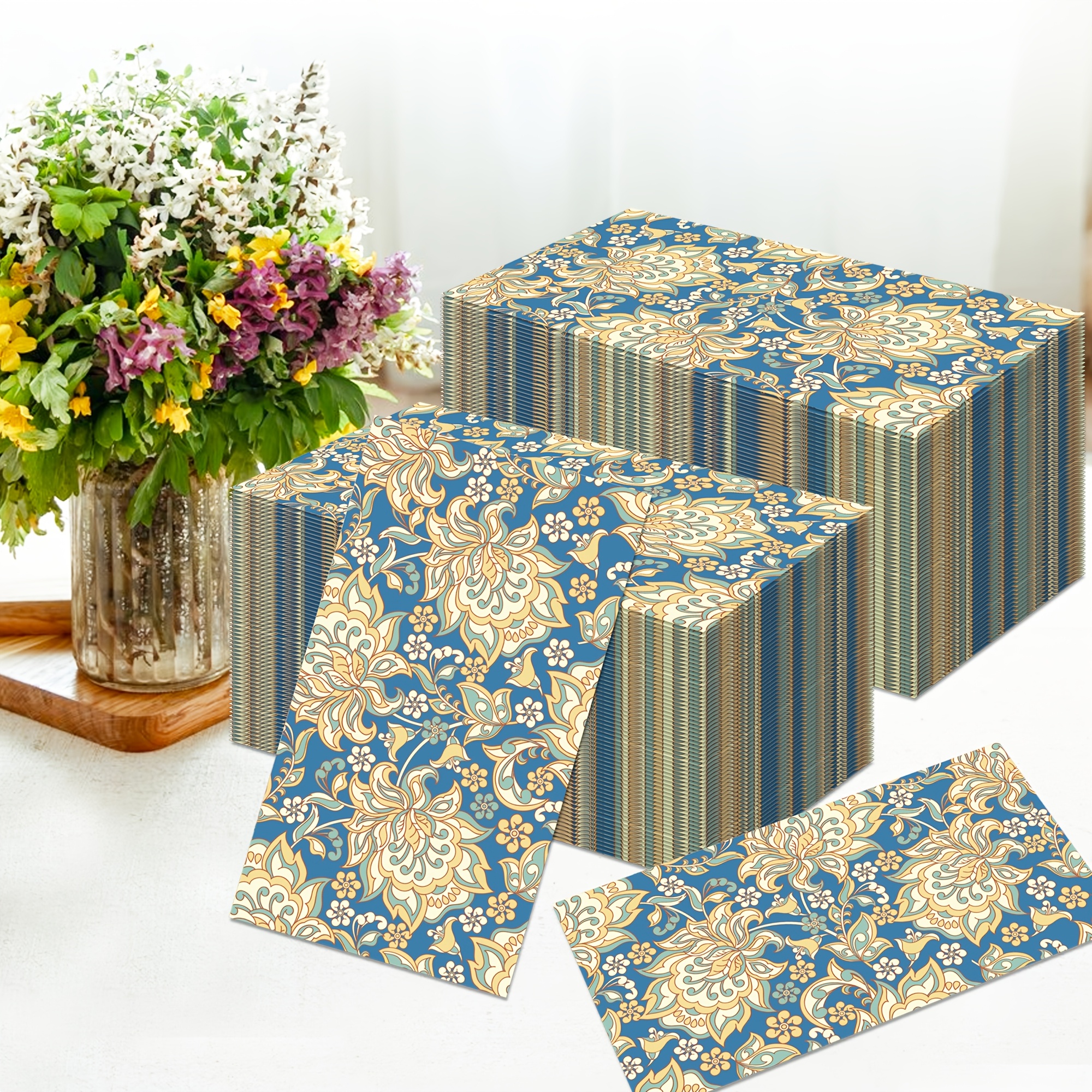 

20-pack Vintage Floral Pattern Disposable Napkins - Weddings, Birthday Parties | Restaurant -layer Paper Napkins, Mixed Color