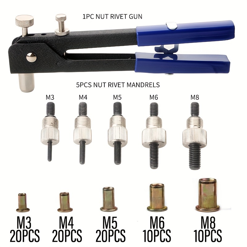 

80 pièces d'écrous avec une paire de pinces et 5 modèles de têtes de conversion M3/M4/M5/M6/M8