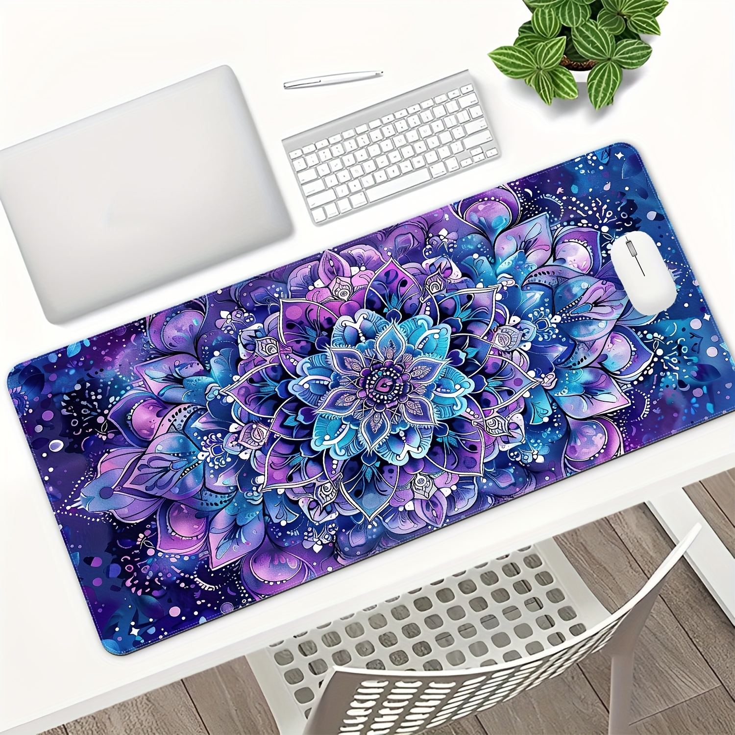 

Floral Extended Gaming Mouse Pad - 1pc Rubber Desk Mat, Anti-slip, Water-resistant, Large Mousepad For E-sports, Office And Home Use