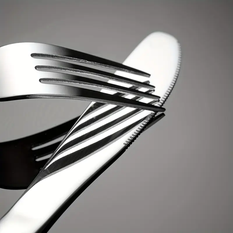 customize your text with a 3 4pcs 304 silvery stainless steel knives forks spoons and portable cutlery boxes the silverware set is easy to store not damaged and suitable for going out picnicking camping outdoor activities and Product details 4