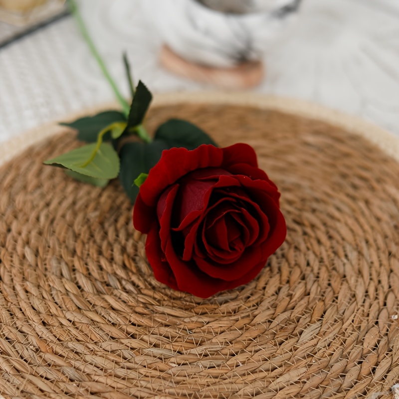 TEMU 3pcs Artificial Rose Stems, Real Touch Faux Long Stem Roses, Fake Flowers For Home Vase Decor, Wedding Party Bouquet Arrangement, Multi-pack