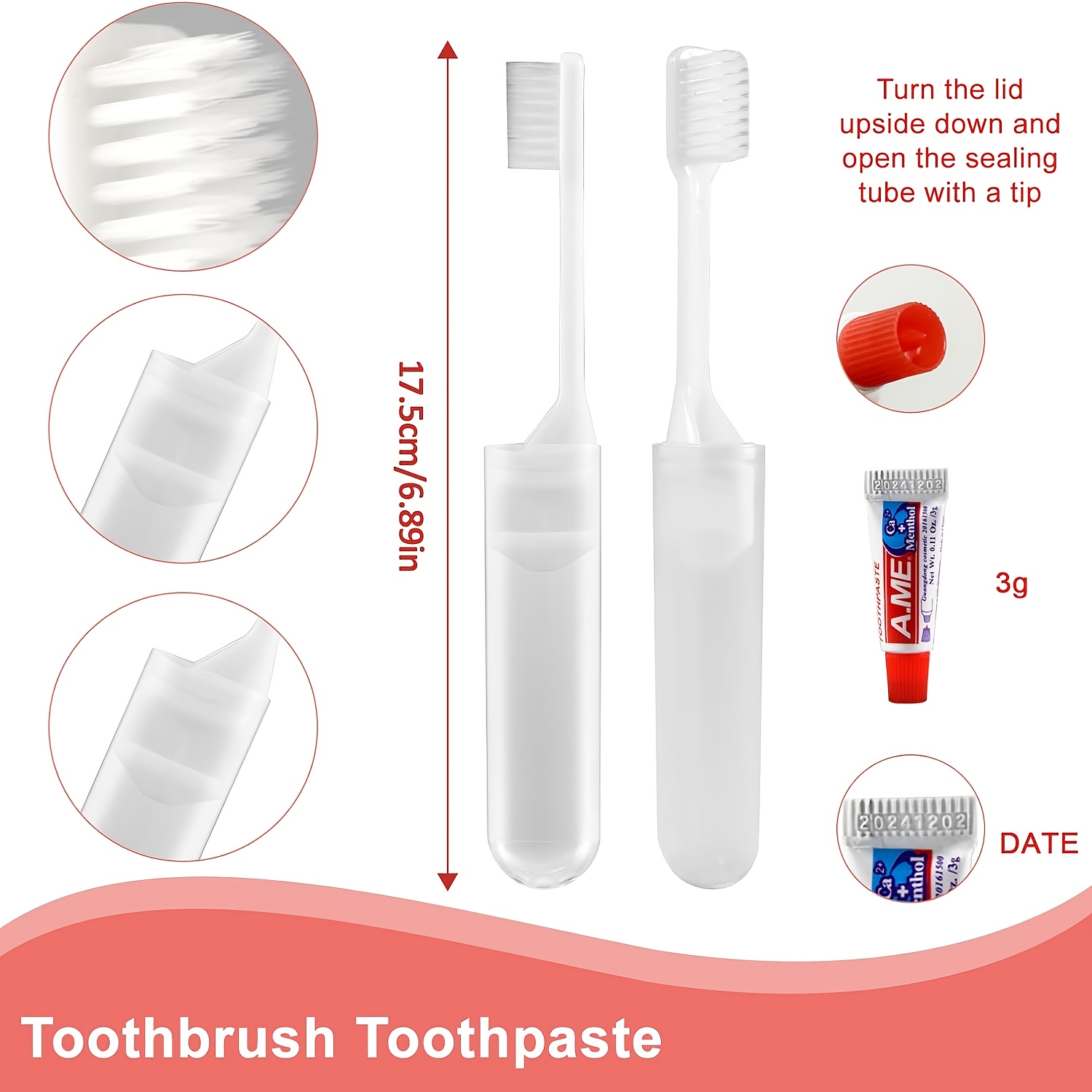 12pcs Portable Folding Toothbrush Set with Soft Bristles and Toothpaste