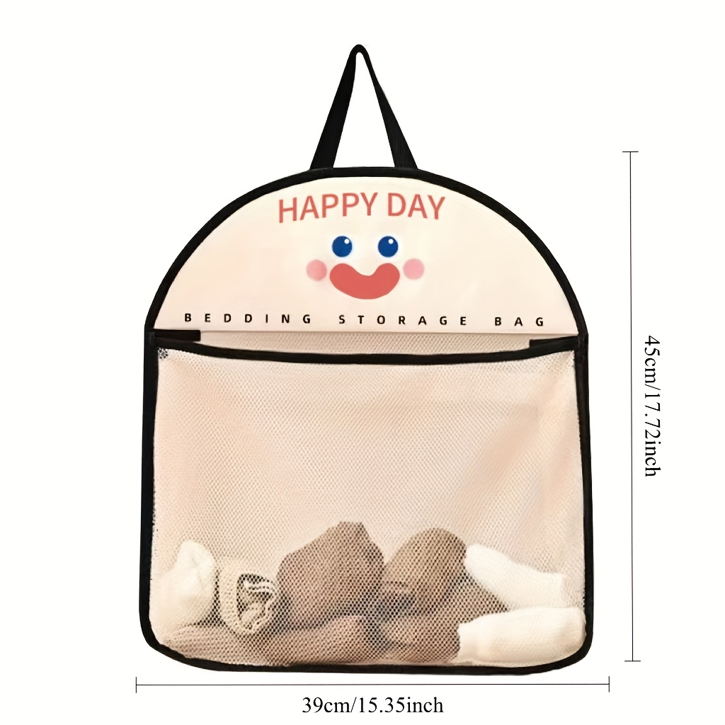 1 Bolsa de almacenamiento colgante de malla - Bolsa de acabado de tela transpirable con lindos diseños de animales, diseño plegable que ahorra espacio, adecuada para ropa interior, calcetines, adiciones de lavandería montadas en la pared, regalo ideal para acabados del hogar, 4 bolsas de almacenamiento de temporada disponibles