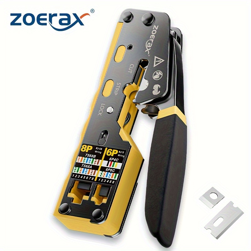 

1pc Rj45 Crimp Tool Pass Through Crimper Cutter For Cat6 Cat5 Cat5e 8p8c Modular Connector Ethernet All-in-one Wire Tool