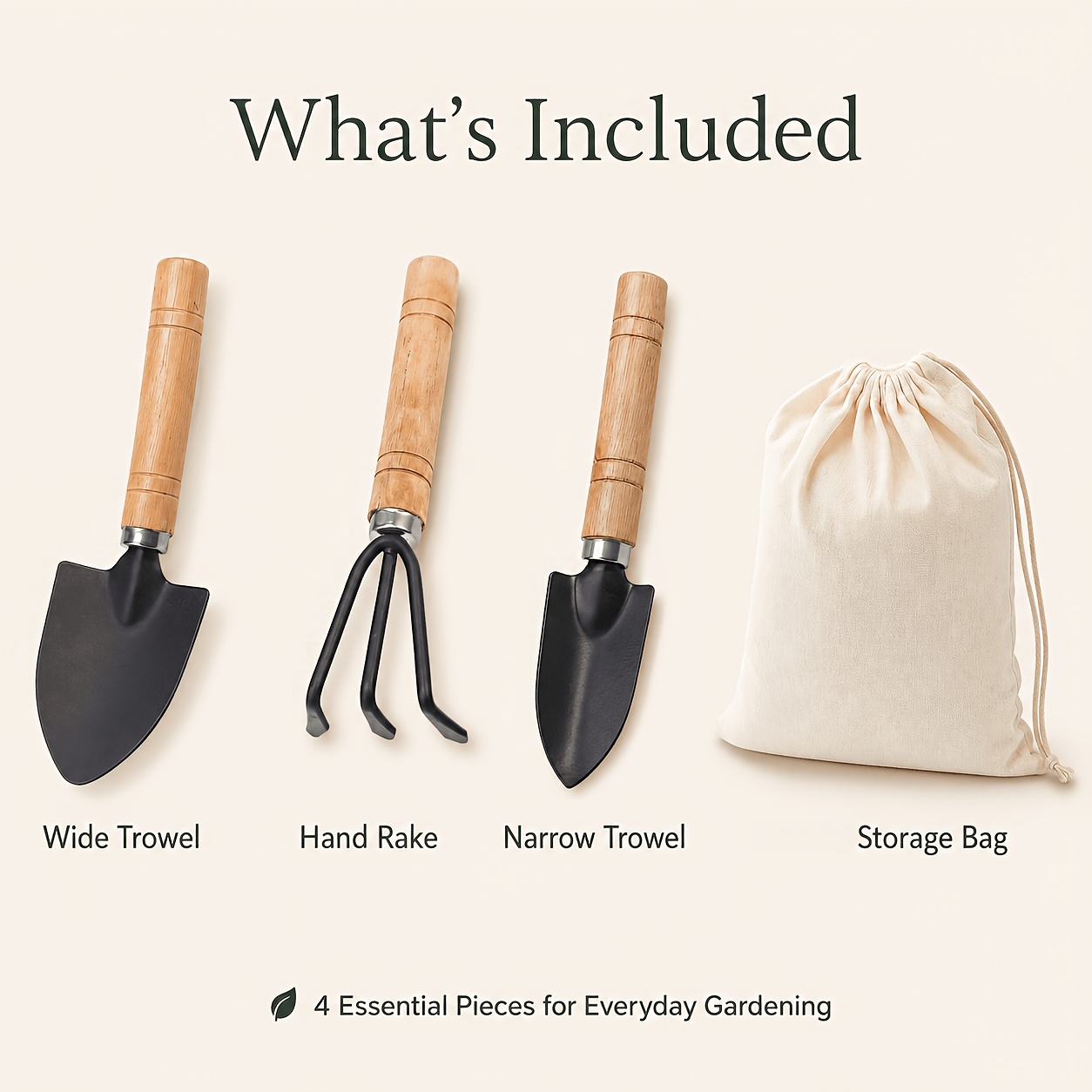 TEMU Garden Tool Set 4pcs Gardening Hand Tools With Storage Bag For Planting Digging Transplanting Home Indoor Outdoor Plant Care