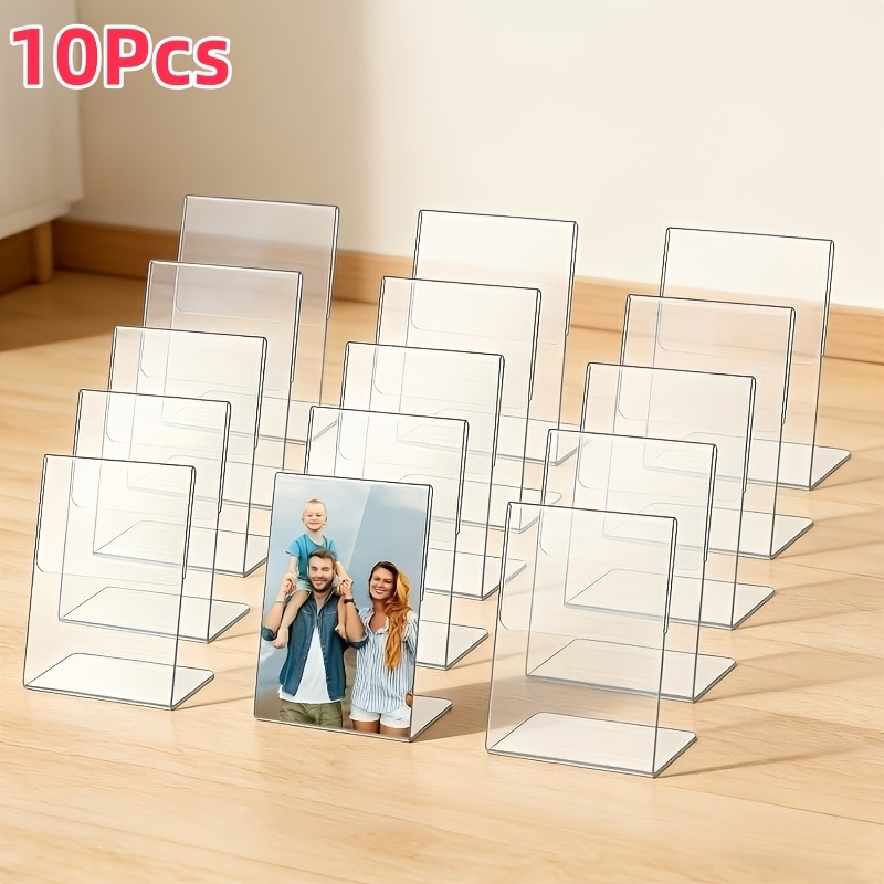 TEMU 10 stuks Acryl Foto Standaard Set, Transparante Fotolijsten, Geschikt voor Rechtopstaande en Schuine Display, Menu Desktop Houder, Ideaal voor