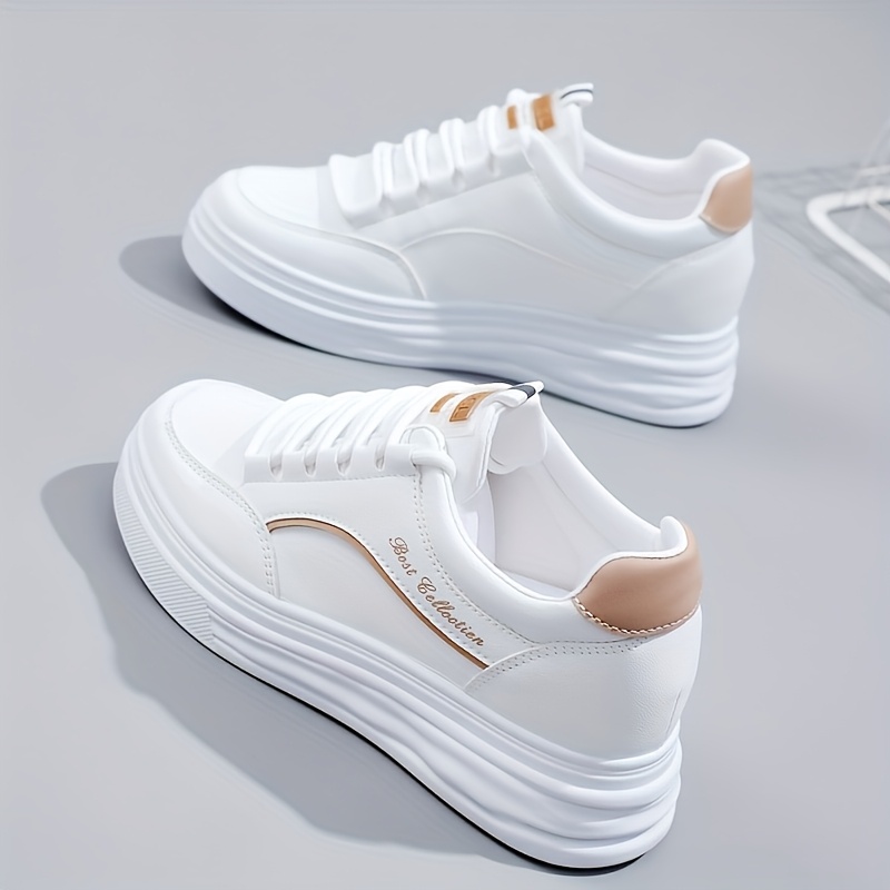 Womens Platform White Sneakers Lightweight Comfortable