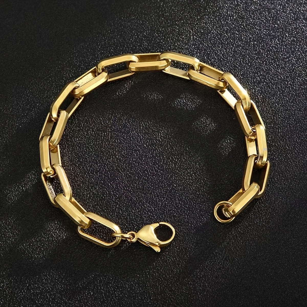 E-shop Leichtes, luxuriöses, modisches, schickes Unisex-Edelstahl-Feierabend-Armband mit vielseitiger, rechteckiger Kette