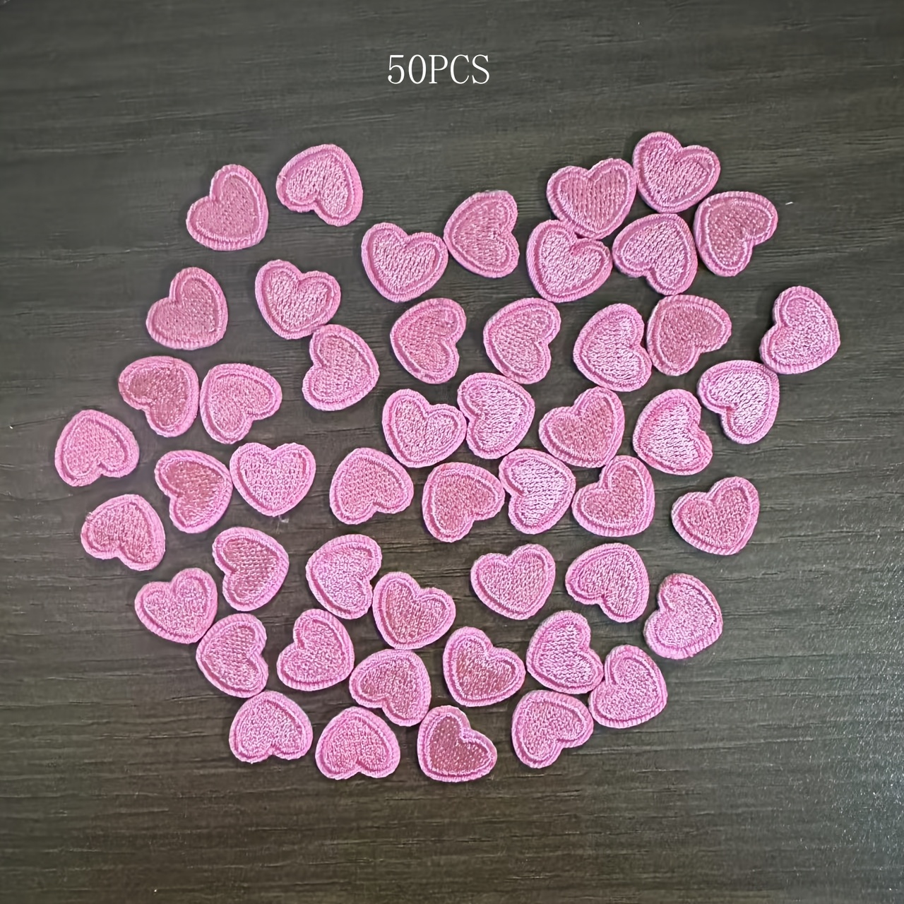 Image of 50pcs Of Cute Pink Heart-shaped Mini Embroidery Patches For Clothing And Additions Repair, Suitable For Garments, Bags, Shoes, Hats, And Home Decor Ironing