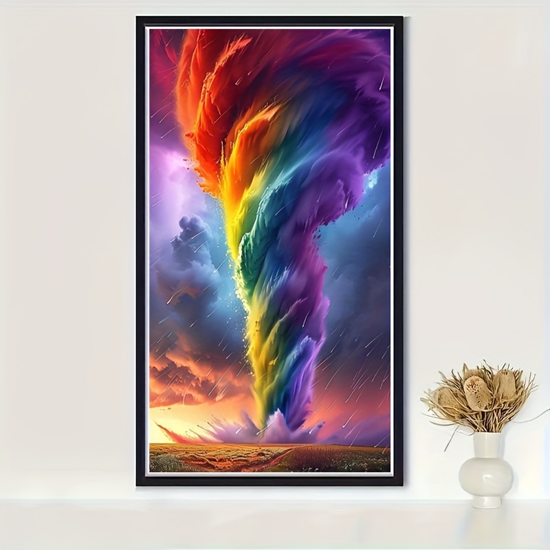 

Diy 5d Diamond Painting Kit, Colorful Tornado Design, Full Drill Round Rhinestone Embroidery Art, Frameless Craft For Home Wall Decor, 110x50cm