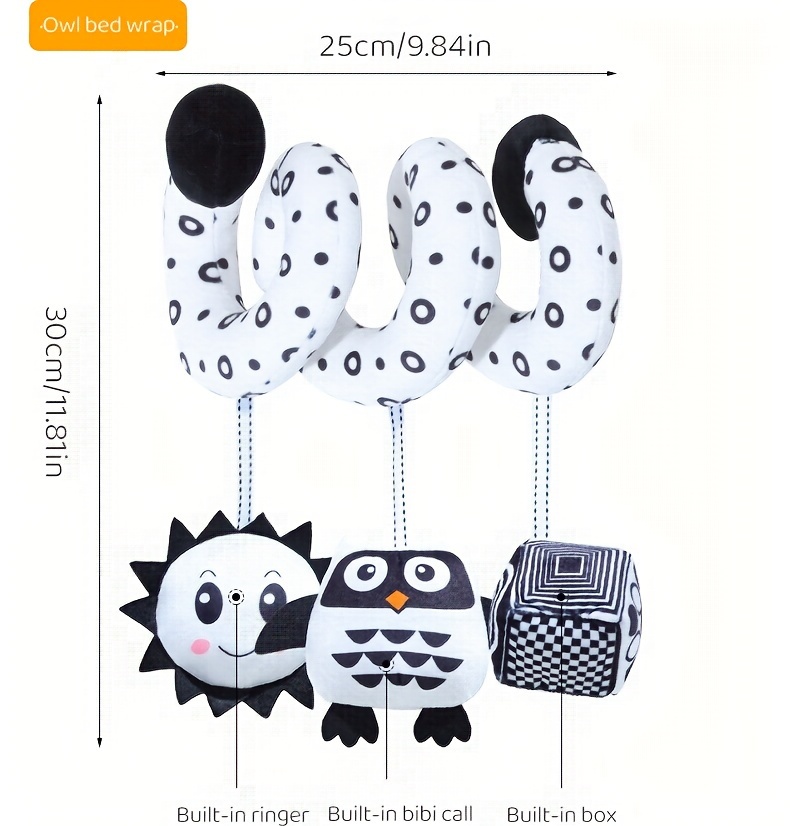 baby decoration black and white hanging toys stroller spiral plush toys for car seats baby travel toys bee owl     details 10