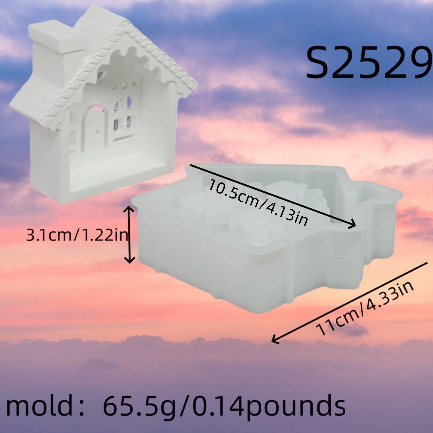 Image of Resin Silicone Mold Hollow Window Chimney House 3d Decorative Silicone Mold Diy Candle Silicone Mold Gypsum Decorative Silicone Mold Home Decoration Epoxy Resin Mold 65.5 S2529