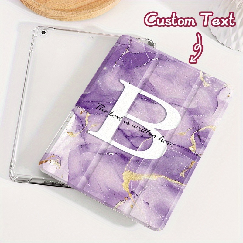 TEMU Custom Marble Pattern Background Tablet Case Compatible With For Ipad 10th Generation, For Ipad /air 11 (m2/m3), Customizable With Initials And